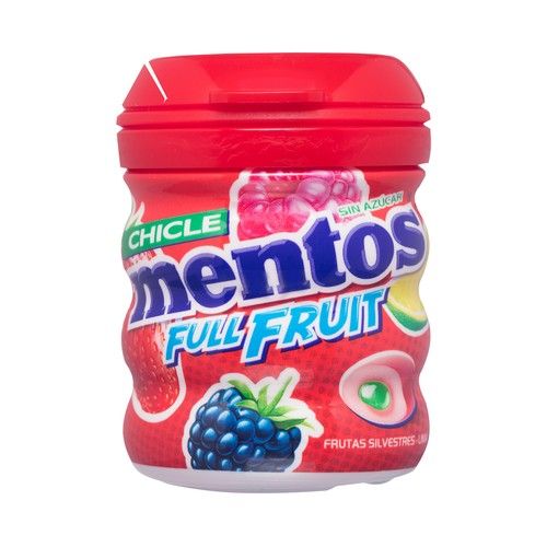 Chicle con sabor a frutas silvestres, sin azúcar MENTOS 60 g.
