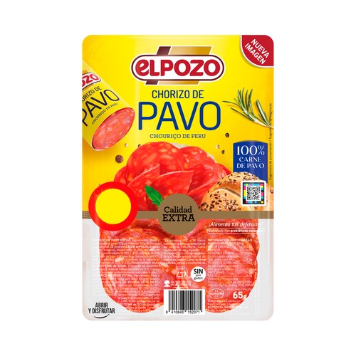 ELPOZO Chorizo pavo extra cortado en lonchas 65 g.
