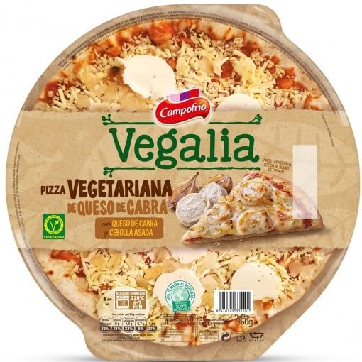 Pizza vegetariana con queso de cabra y cebolla asada Campofrío Vegalia 360 g.