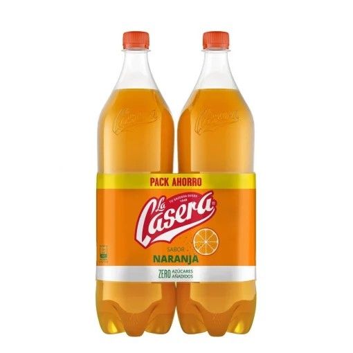 Gaseosa La Casera sabor naranja sin azúcar añadido pack 2 botellas 1,5 l.