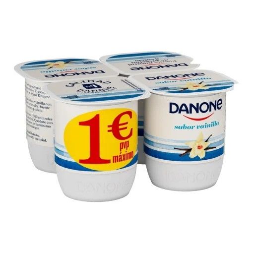Yogur sabor vainilla Danone sin gluten pack de 4 unidades de 120 g.