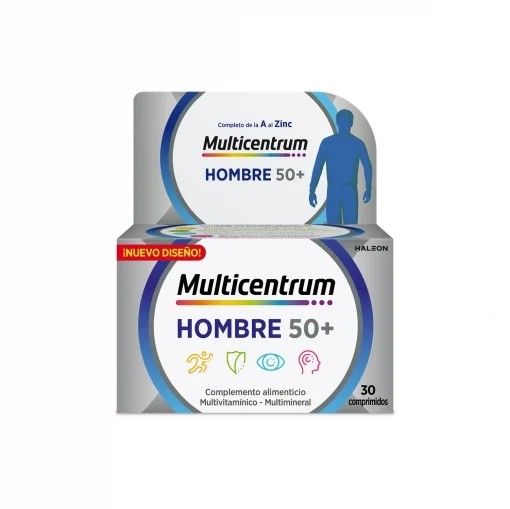 Multivitamínico y multimineral en comprimidos Hombre 50+ Multicentrum sin gluten 30 ud.