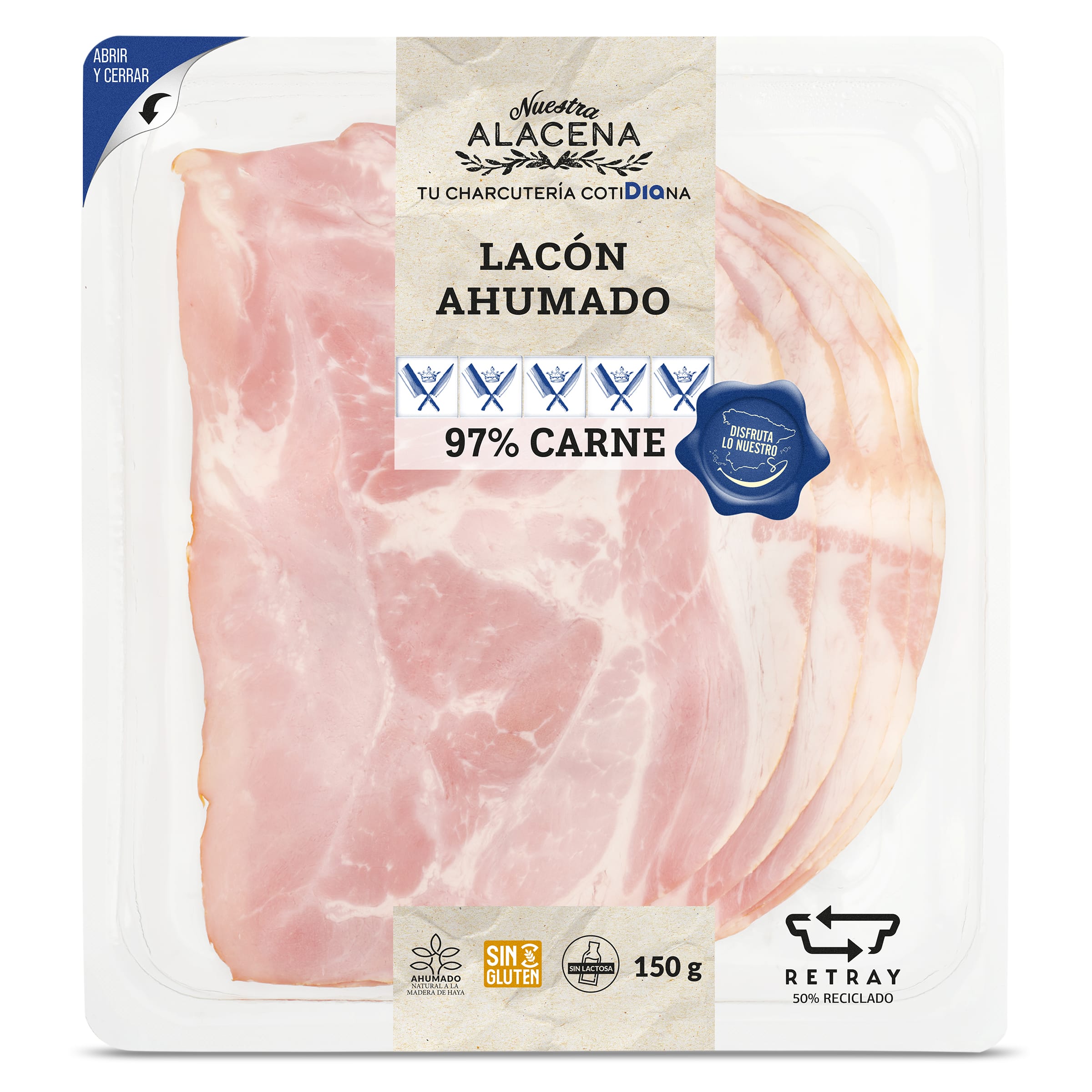 Lacón ahumado 97% Dia Nuestra Alacena 150 g