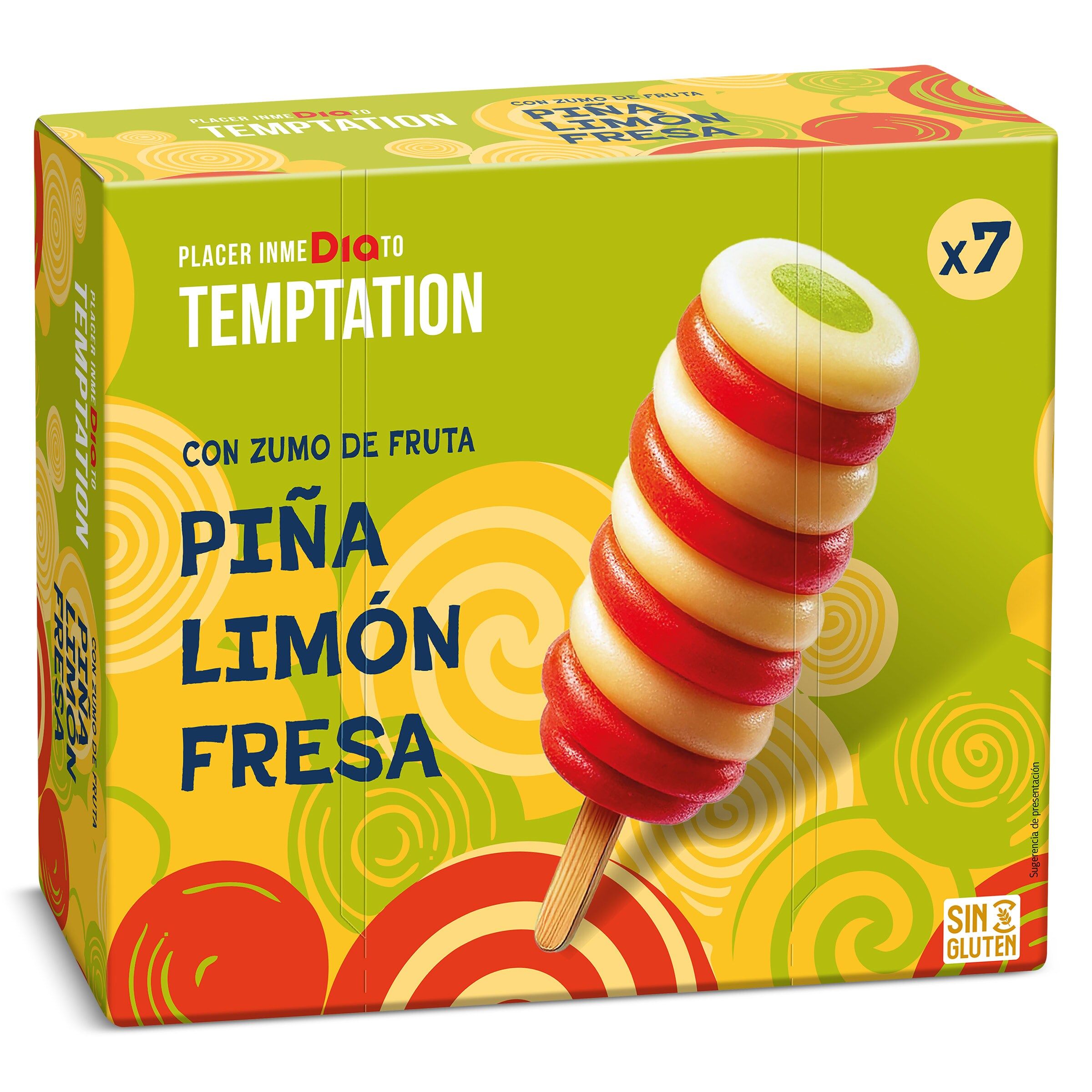 Helado sorbete remolino de sabores 7 unidades Dia Temptation caja 455 g