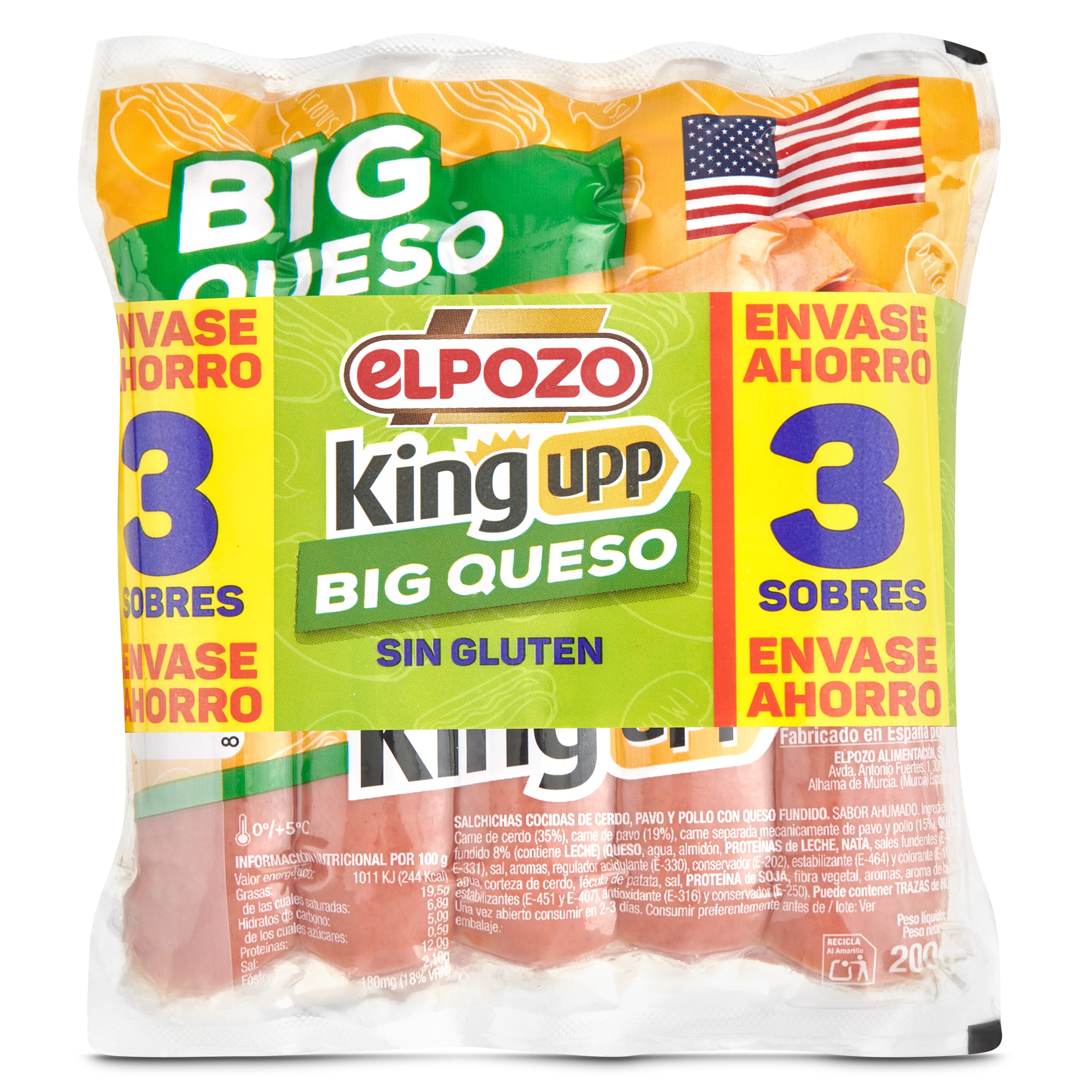Salchichas big queso Elpozo 3 x 200 g