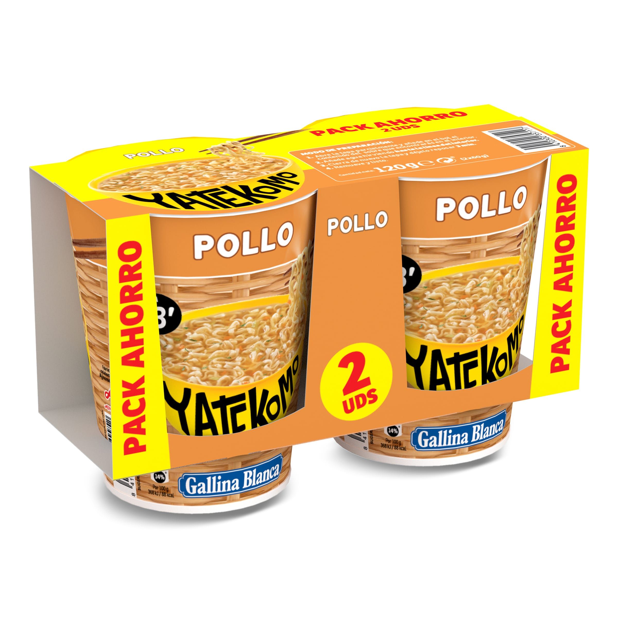 Noodles de pollo Gallina Blanca Yatekomo 2 x 60 g