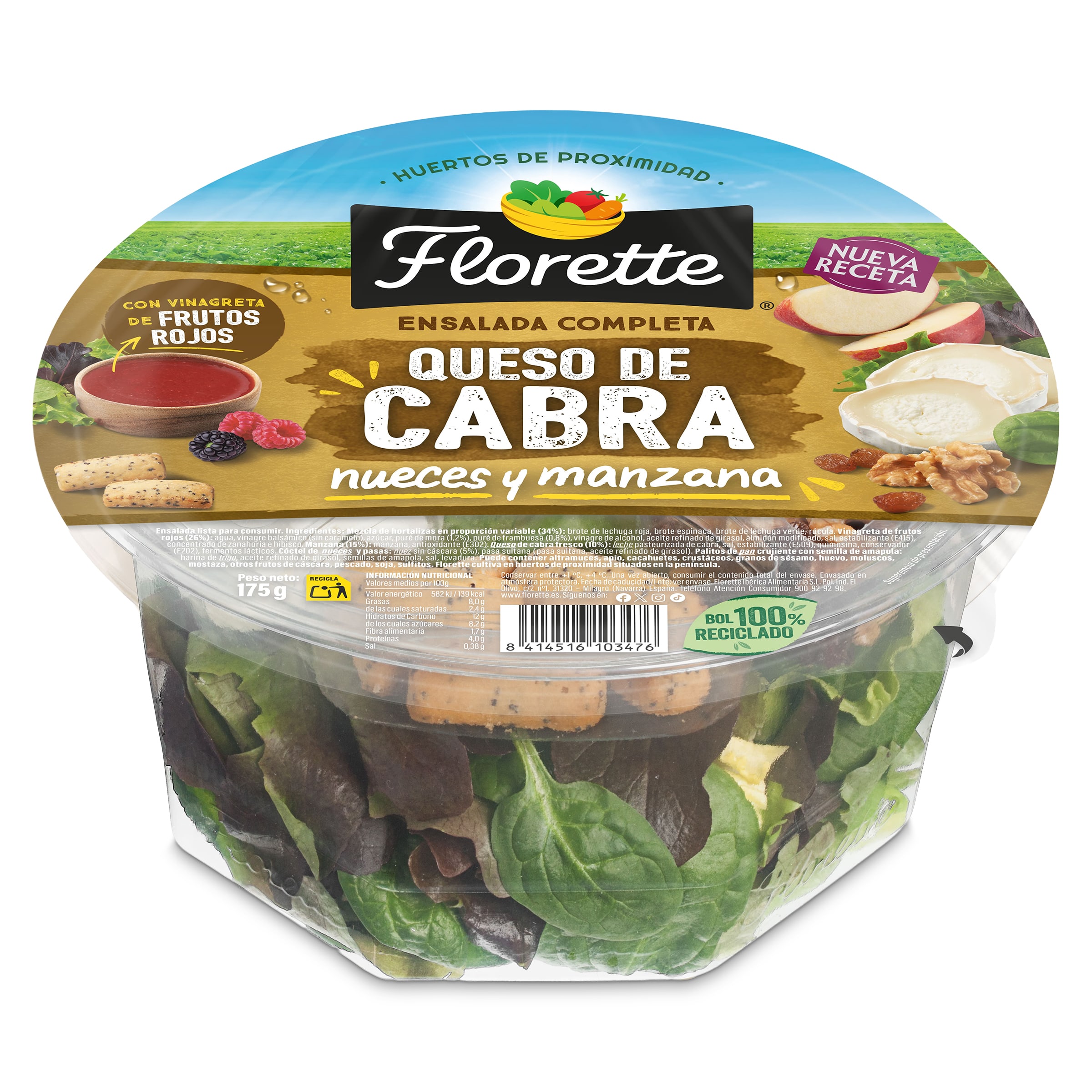 Ensalada gourmet con nueces y queso de cabra Florette 175 g