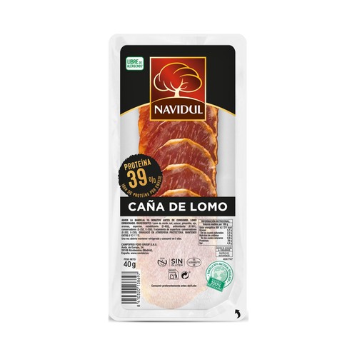 NAVIDUL Caña de lomo cortada en finas lochas, elaborada sin gluten 40 g.