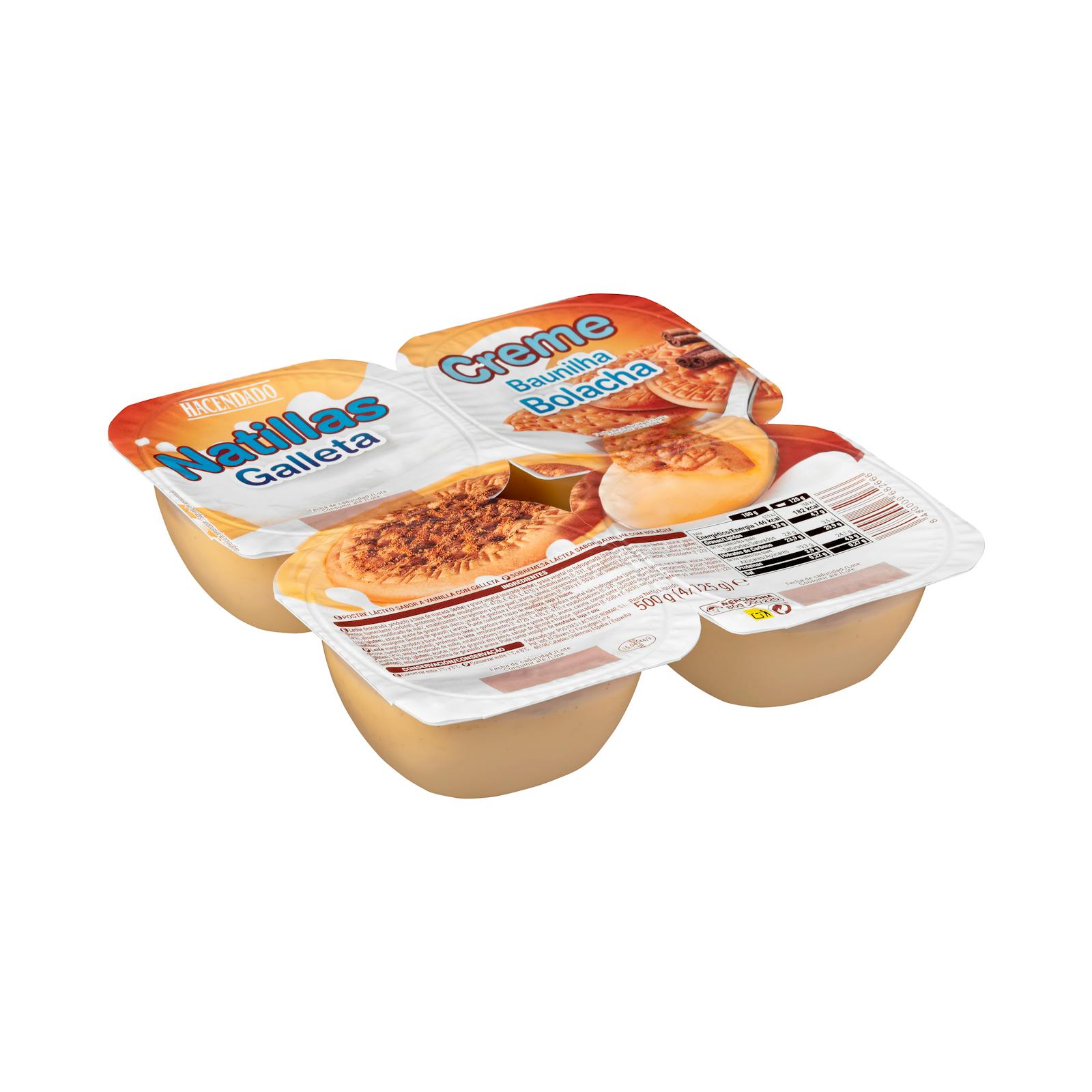 Natillas sabor vainilla con galleta Hacendado