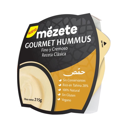 MEZETE Hummus gourmet fino y cremoso, receta clásica 215 g.