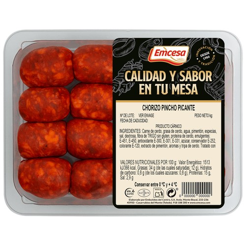EMCESA Bandeja de chorizos picantes de pincho