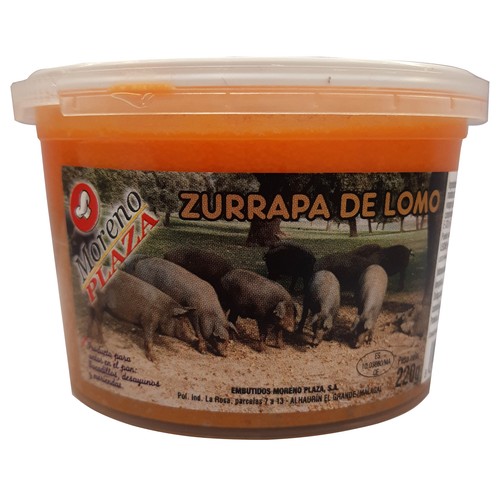 MORENO PLAZA Tarrina de zurrapa de lomo MORENO PLAZA 220 g.