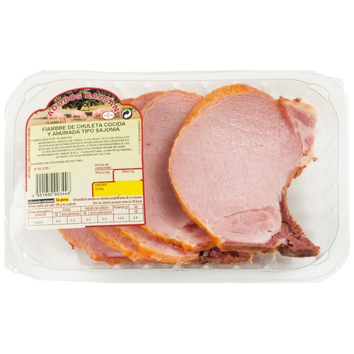 Bandeja con chuletas de fiambre de cerdo cocidas y ahumadas tipo Sajonia CAYSAN
