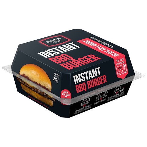BROOKLYN TOWN Instant Hamburguesa barbacoa con un 92% carne de vacuno 210 g.