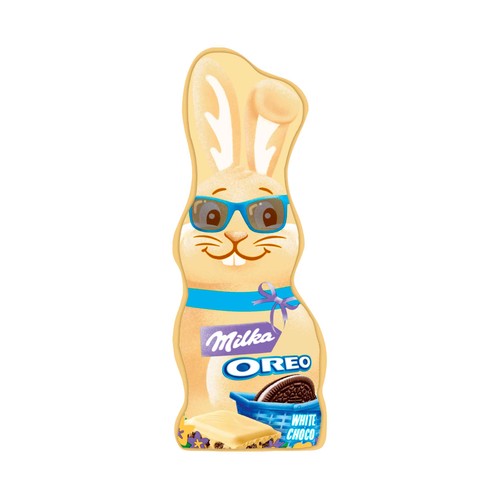 MILKA Conejo de pascua de chocolate blanco con OREO 100 g.