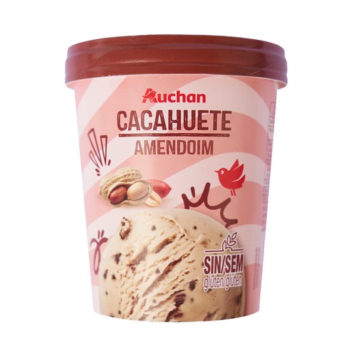 AUCHAN Tarrina de helado de mantequilla de cacahuete 500 ml. 375 g. Producto Alcampo