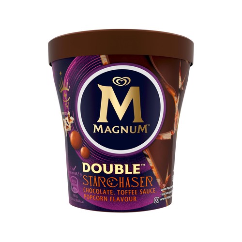 MAGNUM Tarrina de helado starchaser sabor chocolate, toffee y palomitas 440 ml.