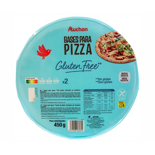PRODUCTO ALCAMPO Bases de pizzas sin gluten 2 uds. 450 g.