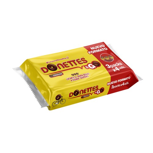 Rosquillas bañadas en chocolate DONETTES & GO 12 uds. 228 g.