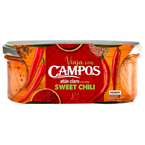 CAMPOS Atún claro con salsa sweet chili CAMPOS 2x110 g.