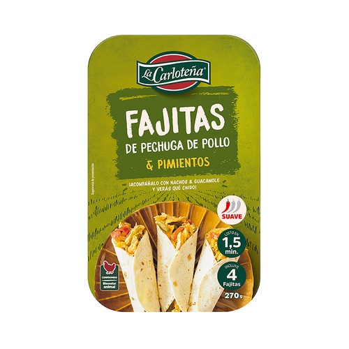 LA CARLOTEÑA Fajitas rellenas de pechuga de pollo y pimientos 270 g.