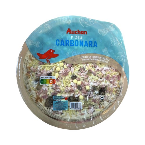AUCHAN Pizza carbonara cocida en horno de piedra 400 g. Producto Alcampo