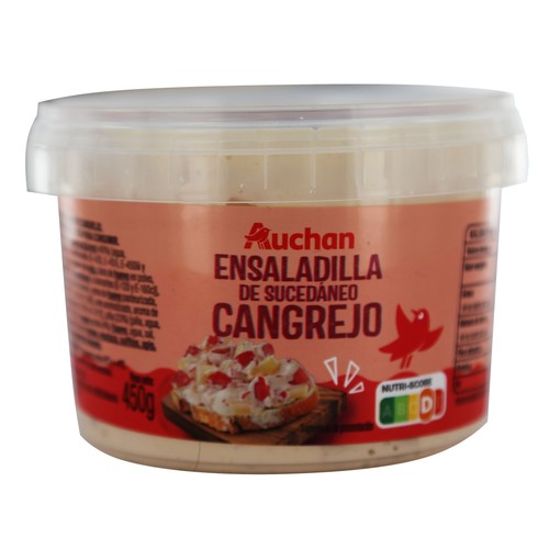 AUCHAN Ensaladilla de sucedáneo de cangrejo, lista para tomar 450 g. Producto Alcampo