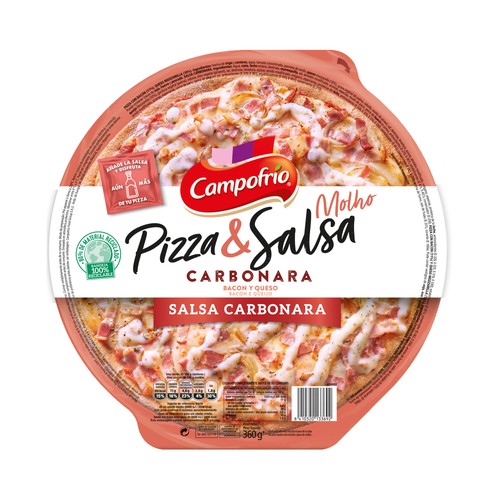 CAMPOFRÍO Pizza de bacon y cebolla con salsa carbonara CAMPOFRÍO 360 g.