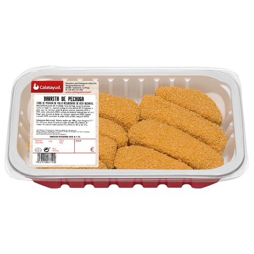 Bandeja de barritas de pechuga de pollo empandas y recubiertas con bechamel CALATAYUD
