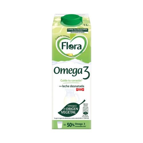 FLORA Preparado lácteo desnatado, con Omega 3 de origen vegetal FLORA Omega 3 1 l.