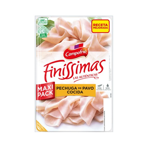 CAMPOFRÍO Finissimas Pechuga de pavo cocida cortada en finas lonchas 165 g.