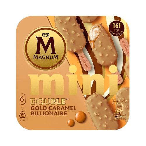 MAGNUM Mini bombón de galleta con nueces de Pecán y salsa de caramelo salado 6 x 55 ml.