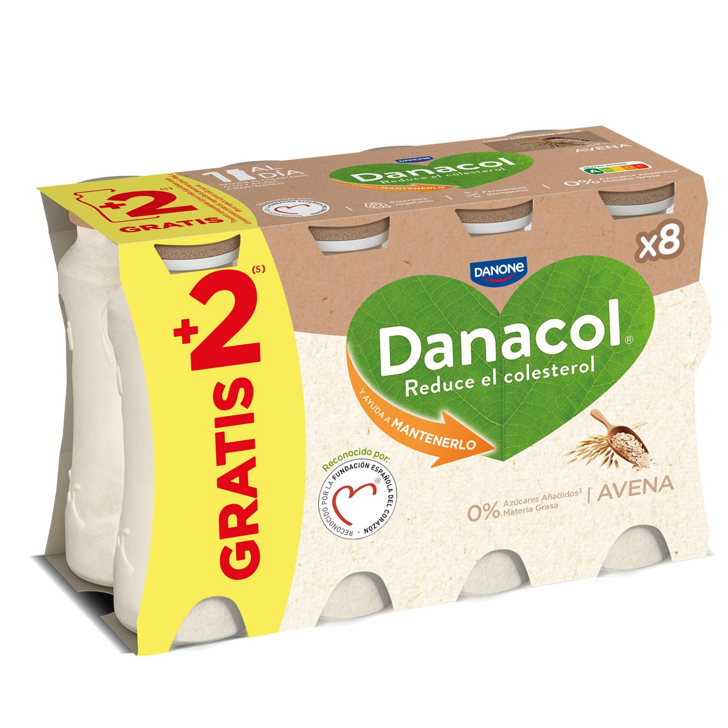 Leche fermentada líquida con avena Danone Danacol sin azúcar añadido pack de 6 unidades de 100 g.