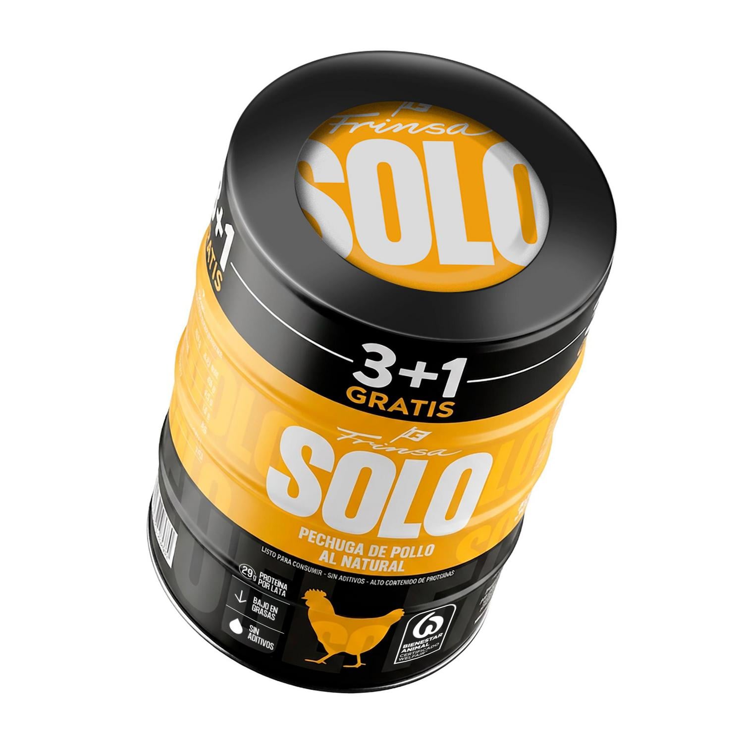 Pechuga de pollo al natural Solo pack de 3 latas de 96 g.