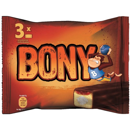 BONNY Bollitos de bizcocho con chocolate rellenos de crema sabor nata 165 gramos.