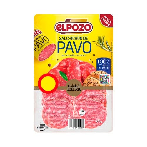 ELPOZO Salchichón de pavo cortado en lonchas 65 g.