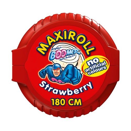 BOOMER Chicle de fresa Maxi Roll Fun 56 gr,