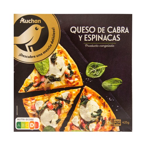 ALCAMPO GOURMET Pizza congelada de queso de cabra, bacon y espinacas salteadas 425 g.