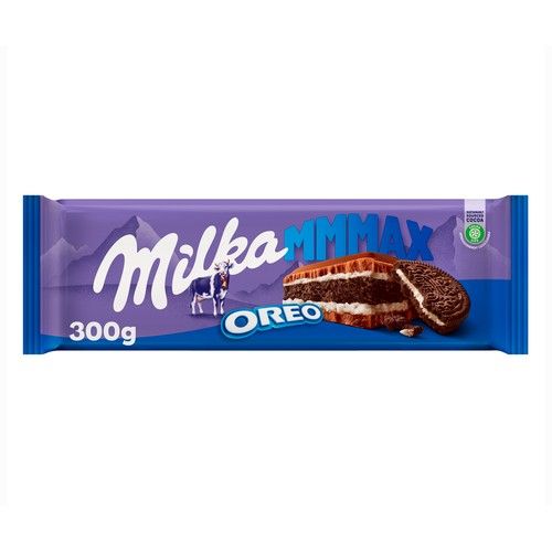 MILKA OREO Chocolate con leche relleno de cacao con galleta 300 g.