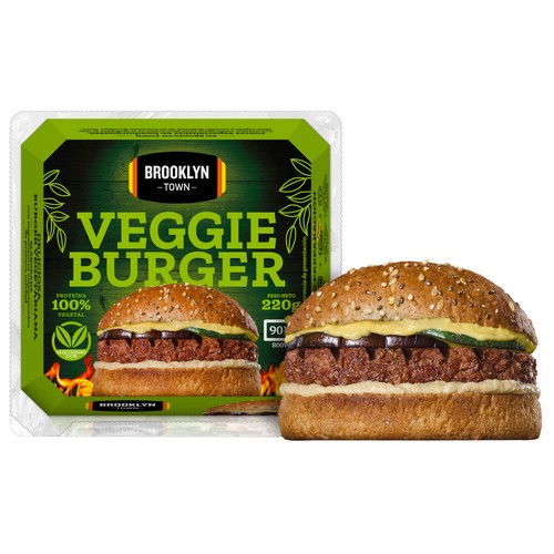 Hamburguesa 100% vegetal con berenjena y calabacín, lista para calentar y comer BROOKLYN TOWN 220 g.